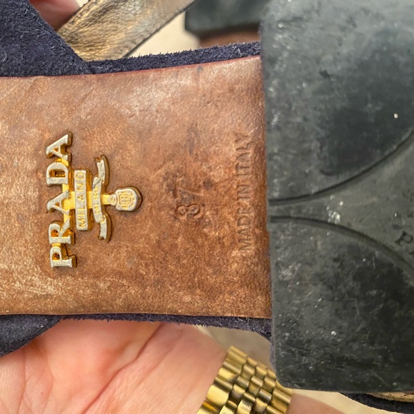 Black Studded Prada Sandals 37 7 - Picture 3 of 6